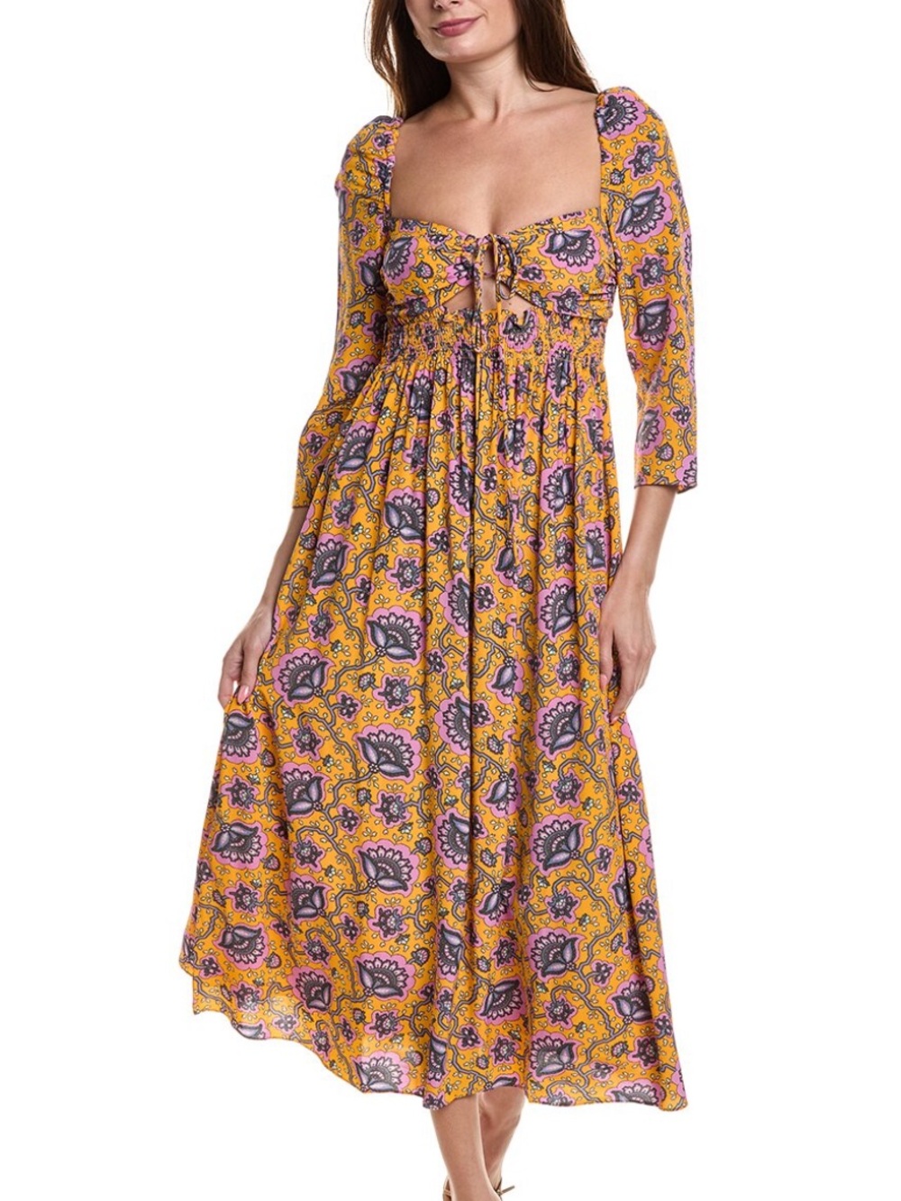 NWT Rhode Phoenix Dress Gold Lotus Size Zero